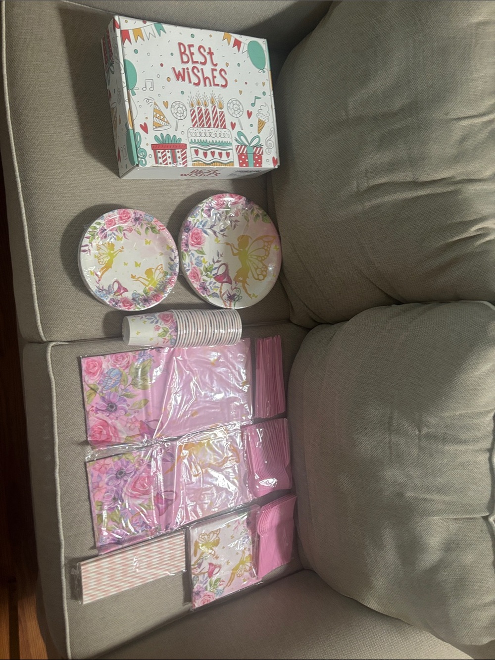 Best Wishes Pink Floral Fairy Party Supplies Set